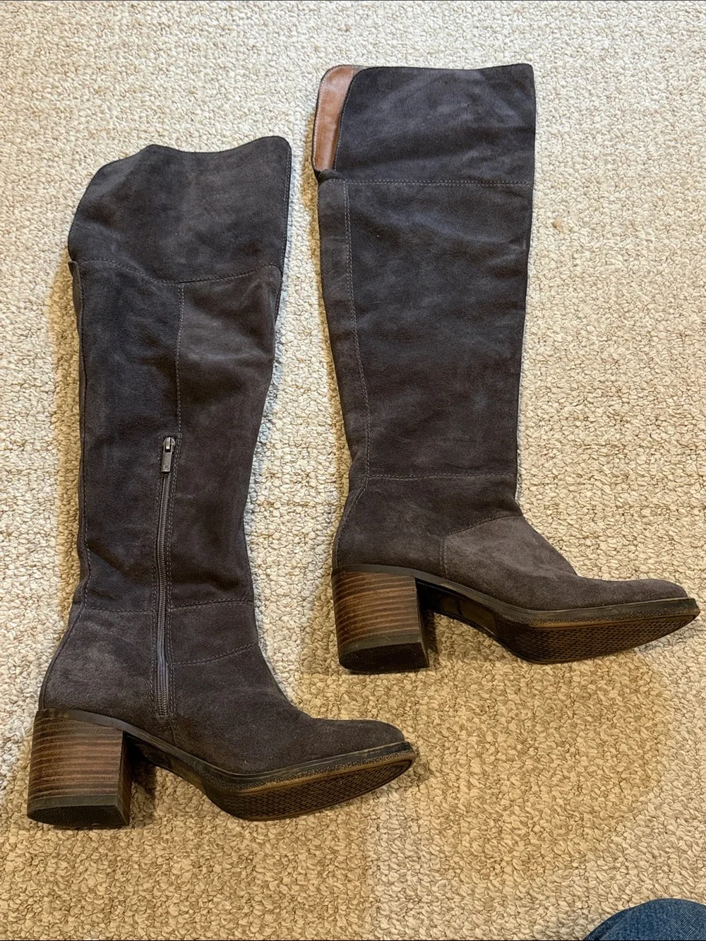 Lucky Brand Women's Over-the-Knee Suede Block Heel Boots - Charcoal